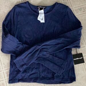 Charlotte Russe Navy Long Sleeve Crop Top